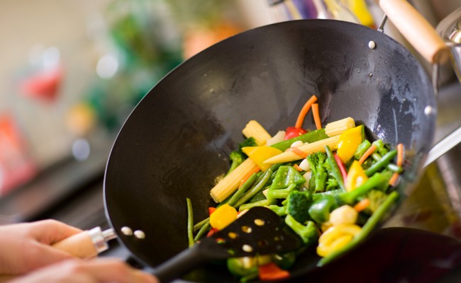 Chef cooking wok